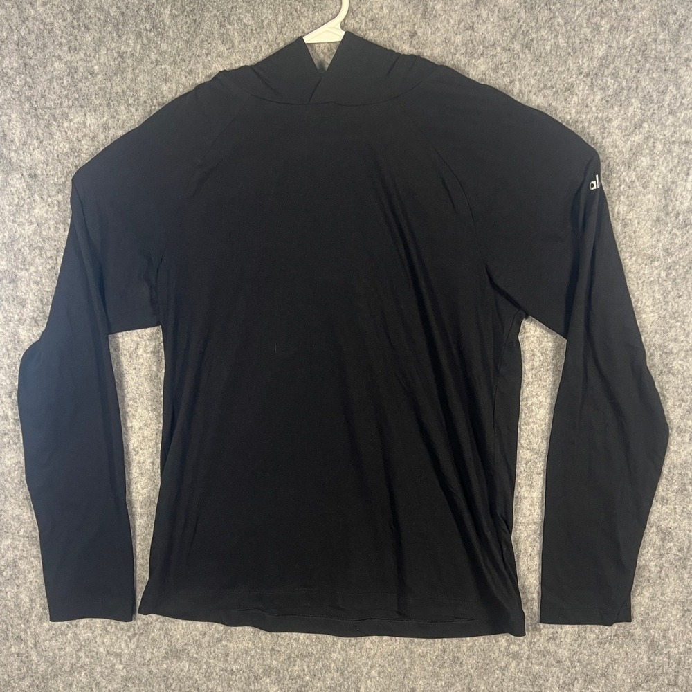 Alo Yoga Womens Black Long Sleeve Pullover Hoodie Activewear Size Large RN 87370